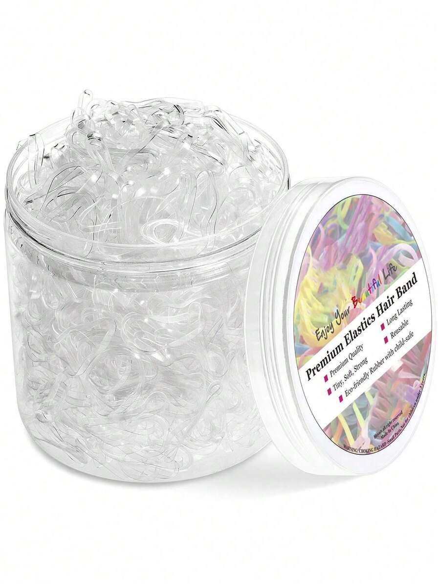 500/1500/3000pcs Transparent Elastic Hair Ties, Suitable For Little Girls, Good Elasticity, Durable. Hair Ties With Rubber Bands, Designed For Girls. - White - View 1
