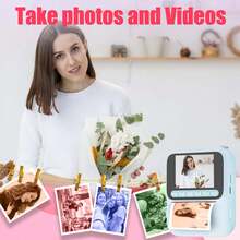 Fotocamera istantanea per uomo e donna, la tua festa, i tuoi ricordi, stampati istantaneamente: la fotocamera sociale istantanea con video HD e zoom 8X, 4 rotoli di carta per stampa a colori (rosso/blu/arancione/verde) | Fotocamera istantanea portatile per eventi e catturare momenti con flash e batteria a lunga durata da 1300mAh - ET-Multicolore - Visualizzare 9