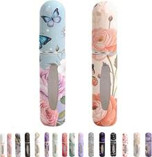 Perfume Travel Refillable Bottle– Portable Mini Sprayer,Empty Perfume Bottles With Unique Patterns,Refill Pump Case For Traveling And Outgoing,2 Pcs Pack Of 5 Ml(White And Pink) - 蝴蝶 - 查看 1