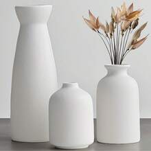 白色花瓶，简约现代家居装饰，藤编花瓶，适用于餐桌、书架、门廊等，木质风格，波西米亚风花盆，简约装饰配件，现代家居装饰，适合客厅和卧室，可作中心摆件，母亲节礼物，毕业礼物，婚礼装饰 - 彩色 - 查看 6