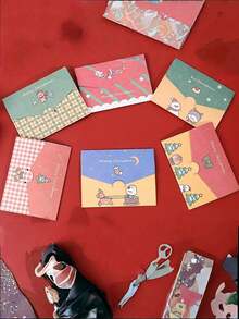 12Pcs Holiday Mini Christmas Card With Envelope - Happy Holiday Card Message Card Depicting Santa Claus, Snowman, Etc. - Perfect For Christmas Parties And New Year Celebrations, Christmas Card, Birthday Wishes Envelope - Multicolor - View 8