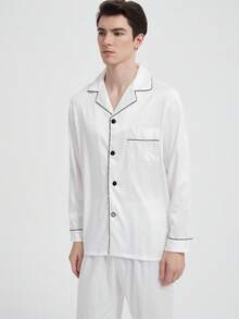New Men's Fashion Casual Pajama Set, Winter Clothes - White - View 6
