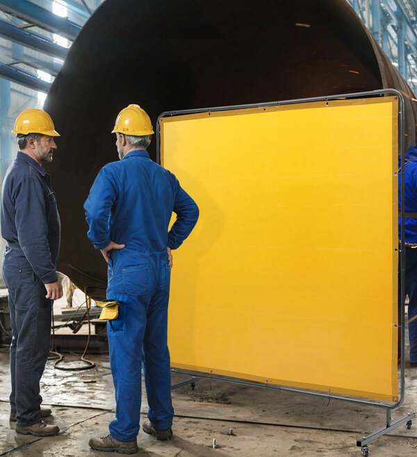 Welding Screen With Frame, 6' X 6' Welding Curtain Screen, Flame-Resistant Vinyl Welding Protection Screen On 4 Swivel Wheel (2 Lockable), Moveable & Professional For Workshop/Industrial, Yellow