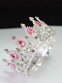 تاج فاخر مرصع بالراين ستون، تيجان من سبيكة عصرية، مناسبة للزفاف وعيد الميلاد وزينة الكيك، بطراز الأميرة - DG245 - مشاهدة 11