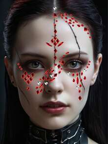 1pc Red Rhinestone Face Sticker, Suitable For Halloween Blood Tear DIY Decoration, Bridal, Stage Performance, Holiday Party, Gathering Makeup, Available In Various Shapes Like Diamond, Round, Teardrop, Oval, Customizable For Both Men And Women