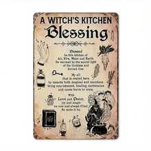 复古“女巫厨房祝福”金属墙饰 - 8x12 英寸铁艺装饰，乡村风格，适合家庭、客厅、花园 - 高品质铁艺，带有巫术符号和咒语 - 理想的节日礼物，巫术家居装饰厨房装饰 - 彩色 - 查看 2
