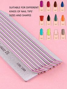 3Pcs/5Pcs/10Pcs Diamond Nail Files, Durable Double-Sided Manicure Files, Rectangular Nail Care Tools - Light Grey - View 3