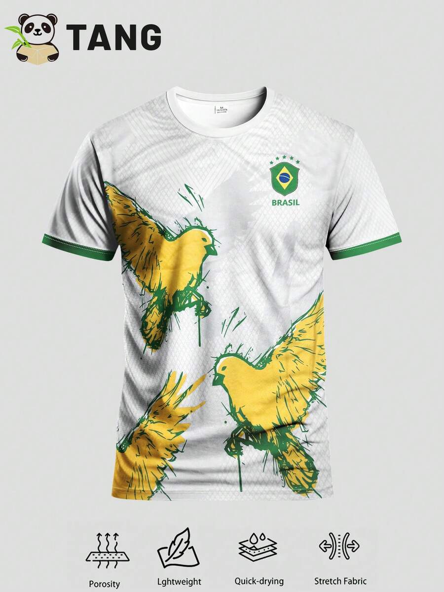 1. Brazil Peace Dove Design Men's Soccer Jersey\N2. Men's Soccer Sweatshirt\N3. Crew Neck Comfortable Sports Top\N4. Soft, Lightweight & Comfortable Soccer Shirt\N5. Suitable For Match, Soccer Training, Casual And Holiday Wear\N6. Great Gift