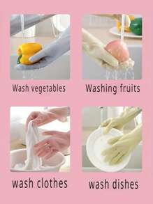 1 Pair Long Sleeve PVC Cleaning Gloves, Waterproof Kitchen Dishwashing Gloves, Non-Slip Household Gloves, Durable Laundry Gloves, Cleaning Supplies And Tools