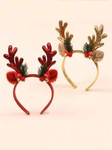 2pcs/1pc Christmas Headband For Adults & Kids, Cute Glowing Deer Antler Headpiece, Woodland Style Hair Accessories, Reindeer Antler Headband For Christmas Party & Photo Shoot Halloween