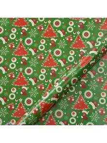 8张圣诞印花包装纸，50*70厘米，铜版纸，适合礼品包装，朋友礼物，节日包装，耐用纸质材料，圣诞树和驯鹿设计 - 彩色 - 查看 10