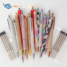 16Pcs(8 Pens+8 Refills) Rhinestone Pens Bling Metal Ballpoint Diamond Pens Bulk Fancy Sparkly Crystal Press Retractable Black Ink 0.7mm For Women Office Meeting Birthday Supplies Wedding Gifts - 黑色 - 查看 1