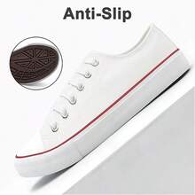 Haifago Low Top White Lace Up Casual Canvas Sneakers For Women, Comfortable Lightweight Classic Fashion Sneakers Popular 2025,Tennis Shoes,Suitable For Daily Wear, Indoor, Outdoor, Work,White Shoes,Women Shoes - White - View 1