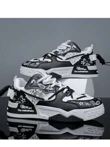 Men's Fashionable Thick-Sole Shoes, Color Block Design, Lace-Up Design, Anti-Slip And Wear-Resistant, Comfortable And Durable, Suitable For Outdoor, Campus Strolling, Street Running, Travel, All Seasons