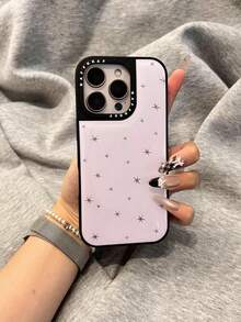 Custodia per telefono minimalista e alla moda con stelle dorate, compatibile con 16 Pro Max, 15, 14, stile coreano di nicchia, protezione antiurto compatibile con 16, 15 Pro