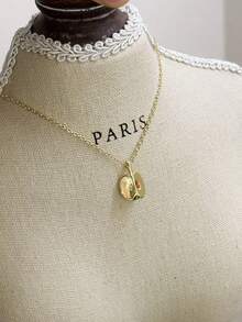 1 件简约优雅的苹果吊坠项链，适合女性日常佩戴 - 金色 - 查看 4