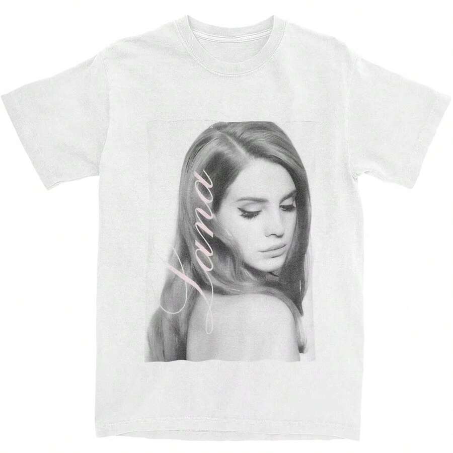 Singer Lana Del Reys Outfit T Shirts Tee Clothing Summer Cotton Men's Women Top Tee Short Sleeve Streetwear Loose Casual Trendyss - trắng - Xem 1