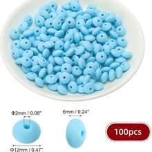 100Pcs Silicone Lentil Beads, 12mm Silicone Beads For Keychain Making Bulk Silicone Abacus Beads For Necklace Bracelet Making And Space Silicone Beads For Pens