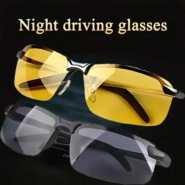 1 Pair Of Sports Glasses, Casual Glasses, Ultra-Light Aurora Night Vision Driving Glasses For Men And Women - Anti-Glare, Half-Frame Design Ensures Vision At Night, Daily Wear Glasses, Gift Ideas For Men And Women