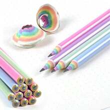 2 lápices de colores pre-afilados, lápices de papel arcoíris, lápices #2 lindos adecuados para la escuela, escritura, regalos de Halloween, regalos de Navidad - Multicolor - Ver 4