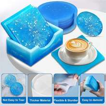 1 件/套 DIY 圆形方形杯垫硅胶模具环氧树脂杯垫收纳盒树脂模具手工树脂杯垫铸造模具 - 白色 - 查看 9