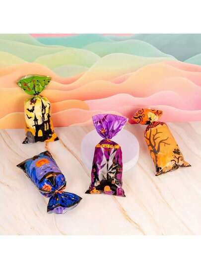 50个/100个OPP糖果袋，玻璃纸，饼干OPP扁平袋，彩色印刷通用万圣节包装袋