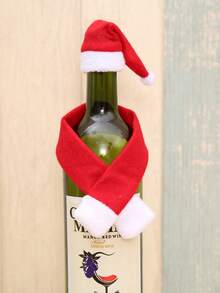 O decorațiune de Crăciun cu desene animate, capac de vin tricotat cu un bătrân și un om de zăpadă, folosită pentru decorarea festivă a restaurantului și, de asemenea, ca recuzită foto pentru pălării de Crăciun. Este potrivită pentru utilizare în timpul festivalului de Crăciun. - Multicolor - Vizualizare 5