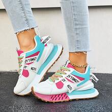Giày nữ Xuân/Thu 2025, Giày thể thao đế dày buộc dây mũi tròn, Giày thể thao chunky thời trang, Giày thể thao cổ cao nhiều màu sắc, Giày thể thao retro, Giày chạy bộ phong cách sinh viên phối màu. - Hồng - Xem 5