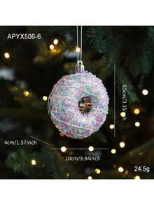 1pc New Pink Plastic Hanging Ornament, Glitter Cartoon Christmas Ornament, 3D Christmas Tree Window Decor, Christmas Decoration Set Includes Santa Claus, Snowman, Reindeer, Snowflake, Candy Cane With Hanging Rope, Suitable For Christmas Tree, Thanksgiving, New Year, Winter, Universal Holiday Decor. Due To Handmade Nature, Minor Scratches, Glitter Shedding Or Color Fading May Occur But Won't Affect Normal Use. Merry Christmas! - Multicolor - View 8