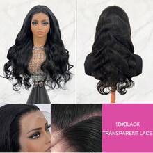 13x4 Body Wave Lace Front Wigs Human Blended Hair Pre Plucked HD Transparent Lace Frontal Wigs 200% Density Glueless Wigs With Baby Hair For Women 26 Inch Wig - Natural & Black - View 3