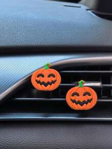 1pc/2pcs Halloween Pumpkin Design Decorative Clip For Air Outlet Of Automobile Air Conditioner, Which Can Put Perfume To Make The Air In The Car Fresh