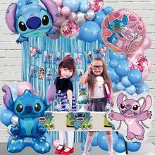 Disney 93PCS Officially Licensed Stitch Balloon Set Cute Cartoon Blue Balloon Garland Tablecloths Decoration Birthday Party Photo Background Props Banquet Graduation Anniversary Supplies Friends Family Gifts - Baby Pink - View 9