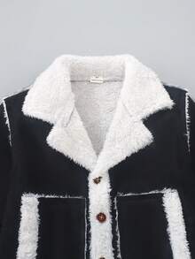 Kleine Jungen Herbst/Winter Cord-Kragen symmetrische Taschen Einreiher Lässig Jacke