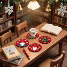 1 Set/4 Stücke/6 Stücke/300 Stücke Weihnachts-Zwerg-Muster bedruckte Diatomeenerde-Untersetzer, geeignet für Zuhause, Café, Nachmittagstee, Restaurant Dekoration, Themenparty, tägliche Dekoration, können als Weihnachtsgeschenke verschenkt werden - Verschiedenfarbig - Übersicht 8