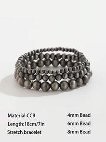 3pcs Faux Pearl Black Pearl Bracelet Set For Women, Fashionable And Simple Western Cowboy-Style Faux Pearl Beaded Elastic Layered Bracelet Set, Fashion Jewelry, Birthday Gift, Christmas Gift, Friendship Gift, Western Cowboy Jewelry