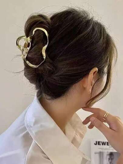 1 pieza Pinza de pelo de aleación grande y hueca de mujer para uso diario, pinzas para el cabello, pinzas para el cabello, pasadores para el cabello, pinzas para el cabello, sujetador para el cabello, recogedor de cabello, para la escuela y la universidad