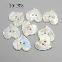 10pcs Double Hole White Resin Rainbow Heart-Shaped Pearl Shell Button, Multifunctional Fashionable Sweater Decoration Button, Suitable For Handmade And Sewing Products, With A Variety Of Sizes To Choose From. - White - View 3