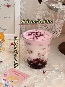 Cangkir Kopi Kaca Bermotif Bunga Halus, Cangkir Kopi/Teh/Minuman Kapasitas Kecil - MultiWarna - View 4