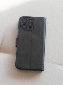 1pc Holographic Text Pattern Flip Phone Case For IPhone 16/16 Pro/16 Pro Max, Phone Case That Can Accommodate Bank Cards And Credit Cards, Phone Case Suitable For IPhone 11/12/13/14/15/16/Pro/Pro Max/Plus - 黑色 - 查看 3