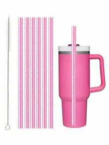 6 包替换吸管适用于 40 盎司 30 盎司 20 盎司 14 盎司探险旅行杯，可重复使用闪光吸管带刷子与 Cup 马克杯配件兼容 - 彩色 - 查看 19