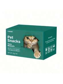 60pcs FANGEN Pet Snacks, Assorted Lickable & Squeezable Cat Treats, Chicken Egg Yolk/Salmon Krill/Tuna Mussels, 0.52 Oz Pouches, Health-Enhancing Cat Snack Variety Pack - 鮪魚貽貝 - 查看 3