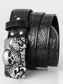 1 Stück Y2K Totenkopf & Teufel Muster Straßen-Stil Gürtel, Retro Gothic Dark Punk Mode Accessoire, geeignet für Lässig, Festivals, Partys, Herren Herbst/Winter Accessoire, geeignet für Teenager, junge Erwachsene, Herren, Lässig, Outdoor, Sport, Urlaub, Abschlussgeschenk, Geburtstag, Alltagskleidung - Schwarz - Übersicht 4