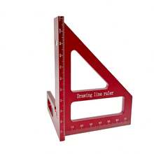 1pc Aluminum Alloy Red Miter Triangle Ruler 45°/90° Woodworking Square Protractor - 3D Multi Angle Layout Measuring Tools