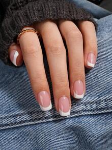150 piezas de puntas de uñas francesas rectangulares rosas, uñas postizas de gel suave estilo francés, set de arte de uñas DIY, 15 tamaños adecuados para mujeres, simple & versátil - Rosa vieja - Ver 4