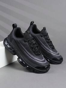 Men's Low-Top Sneakers, Casual Running Shoes, Jogging Shoes, Men's Walking Shoes, Fashionable Gradient Red Footwear, Tennis Shoes, Streetwear - Black - View 3