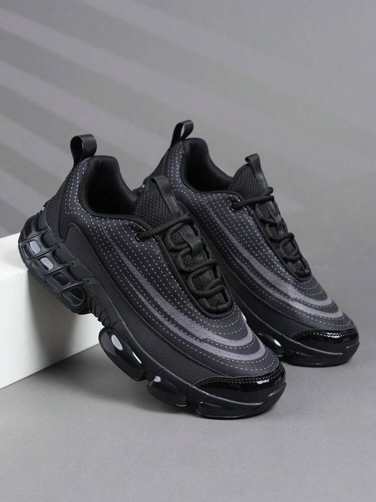 男士低帮运动鞋、休闲跑鞋、慢跑鞋、男士健步鞋、时尚渐变红色鞋履、网球鞋、街头服饰 - 黑色 - 查看 3