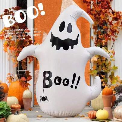PVC 是充气的，厚实耐用，可折叠，便携携带，易于安装，无需充电，万圣节充气恐怖鬼魂装饰，万圣节帽子南瓜恐怖装饰，适用于户外庭院装饰和万圣节恐怖派对装饰