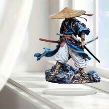 2D 平面优雅日式武士桌面装饰带底座 - 适合家庭和办公室使用，多功能艺术品，适合生日、乔迁、圣诞节和各种场合，风格多样 - 彩色 - 查看 2
