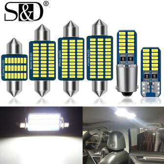 S&D Canbus T10 W5W LED 灯泡 C5W C10W 31MM 36MM 39MM 41MM 花彩 LED BA9S T4W LED 汽车灯 室内灯 12V 白粉蓝