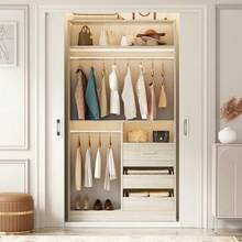 Freestanding Closet System With 2 Hanging Rods & 3 Open Drawers & 3 Shelves - 白橡木 - 查看 3
